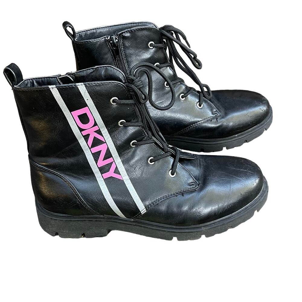 DKNY Stassi Striped Girls Motorcycle Combat Ankle Boots Women's Size 5